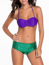 Casual Halter Animal Printed Underwire Color Block Swimwear