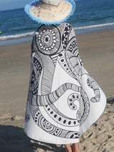 Casual Abstract Printed Round Beach Shawl