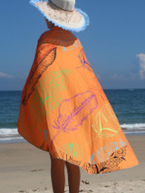 Casual Orange Feather Round Beach Shawl