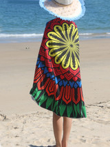 Casual Color Block Abstract Round Beach Shawl