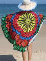 Casual Color Block Abstract Round Beach Shawl