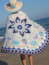 Casual Geometric Floral Round Beach Shawl