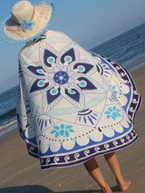 Casual Geometric Floral Round Beach Shawl