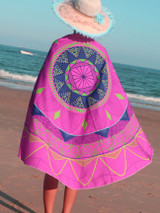 Casual Geometric Color Block Round Beach Shawl