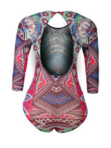 Casual Back Hole Tribal Printed One Piece