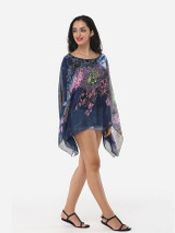 Casual Batwing Dacron Floral Printed Kimono
