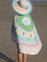 Casual Green Geometric Round Beach Shawl