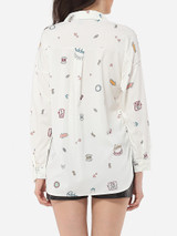 Casual Polo Collar Printed Blouse