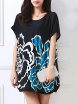 Casual Loose Round Neck Floral Blouse