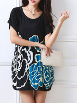 Casual Loose Round Neck Floral Blouse