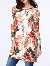 Casual Colorful Split Neck Pocket Floral Blouse