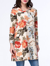 Casual Colorful Split Neck Pocket Floral Blouse