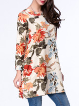 Casual Colorful Split Neck Pocket Floral Blouse