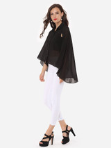 Casual Plain Cape Sleeve Elegant Button Down Collar Blouse
