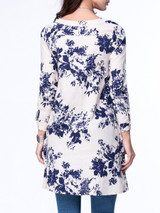Casual Split Neck Slit Pocket Floral Blouse