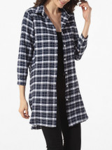 Casual Turndown Collar Single Breasted Plaid Printed Blouse