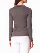 Casual V Neck Plain Long-Sleeve-T-shirt