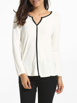 Casual V Neck Cotton Blouse