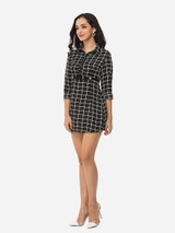 Casual Plaid Single Breasted Designed Polo Collar Blouse