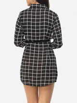 Casual Plaid Single Breasted Designed Polo Collar Blouse