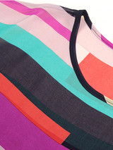 Casual Color Block Hollow Out Striped Round Neck Blouse
