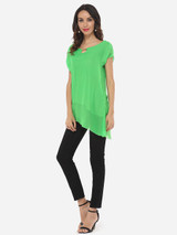 Casual Plain Asymmetrical Hems Delightful Blouse