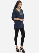 Casual Beading V Neck Dacron Assorted Colors Printed Blouse