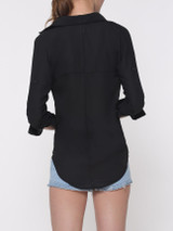Casual Concise V Neck Plain Blouse