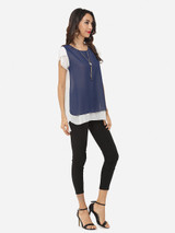 Casual Color Block Charming Round Neck Blouse