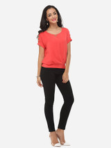 Casual Hollow Out Plain Chic Round Neck Blouse