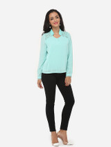 Casual Lace Plain Elegant Band Collar Blouse