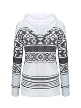 Casual Designed Drawstring Printed Striped Hoodie