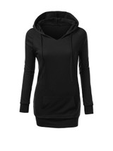 Casual Drawstring Kangaroo Pocket Plain Hoodie