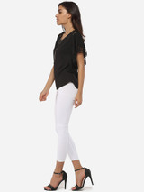 Casual Batwing Loose Fitting Round Neck Chiffon Lace Hollow Out Lace Patchwork Plain Blouse Casual Batwing Loose Fitting Round Neck Chiffon Lace Hollow Out Lace Patchwork Plain Blouse