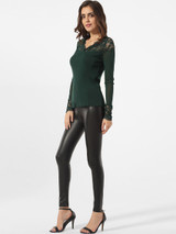 Casual V Neck Hollow Out Lace Patchwork Plain Blouse Casual V Neck Hollow Out Lace Patchwork Plain Blouse