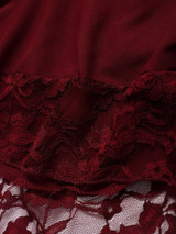 Casual Batwing Round Neck Chiffon Lace Hollow Out Lace Patchwork Plain Blouse Casual Batwing Round Neck Chiffon Lace Hollow Out Lace Patchwork Plain Blouse