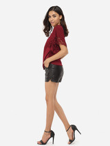 Casual Batwing Round Neck Chiffon Lace Hollow Out Lace Patchwork Plain Blouse Casual Batwing Round Neck Chiffon Lace Hollow Out Lace Patchwork Plain Blouse