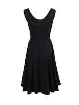 Casual Round Neck Sleeveless Solid Skater Dress In Black