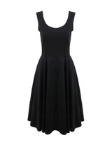 Casual Round Neck Sleeveless Solid Skater Dress In Black