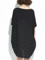 Casual Round Neck Polka Dot Oversized Shift Dress