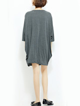 Casual Round Neck Shift Dress With Striped Patch Pocket