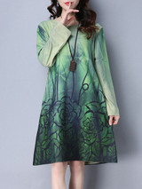Casual Round Neck Printed Special Designed Shift Dress