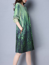 Casual Round Neck Printed Special Designed Shift Dress