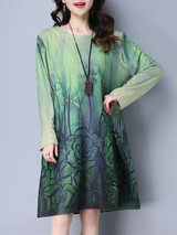 Casual Round Neck Printed Special Designed Shift Dress