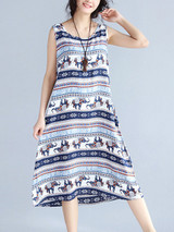 Casual Round Neck Striped Chiffon Glamorous Maxi Dress Casual Round Neck Striped Chiffon Glamorous Maxi Dress