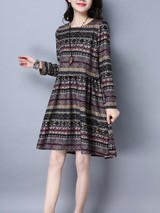 Casual Round Neck Striped Extraordinary Skater Dress