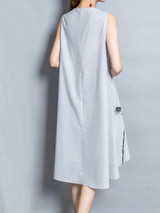 Casual Round Neck Printed High-Low Shift Dress