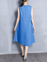 Casual Round Neck Printed High-Low Shift Dress