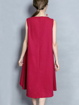 Casual Round Neck Printed High-Low Shift Dress