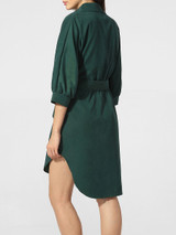 Casual Turn Down Collar Bowknot Asymmetrical Hem Plain Shift Dress